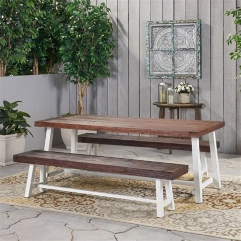 Farmhouse Outdoor Acacia Wood Picnic Dining Set 